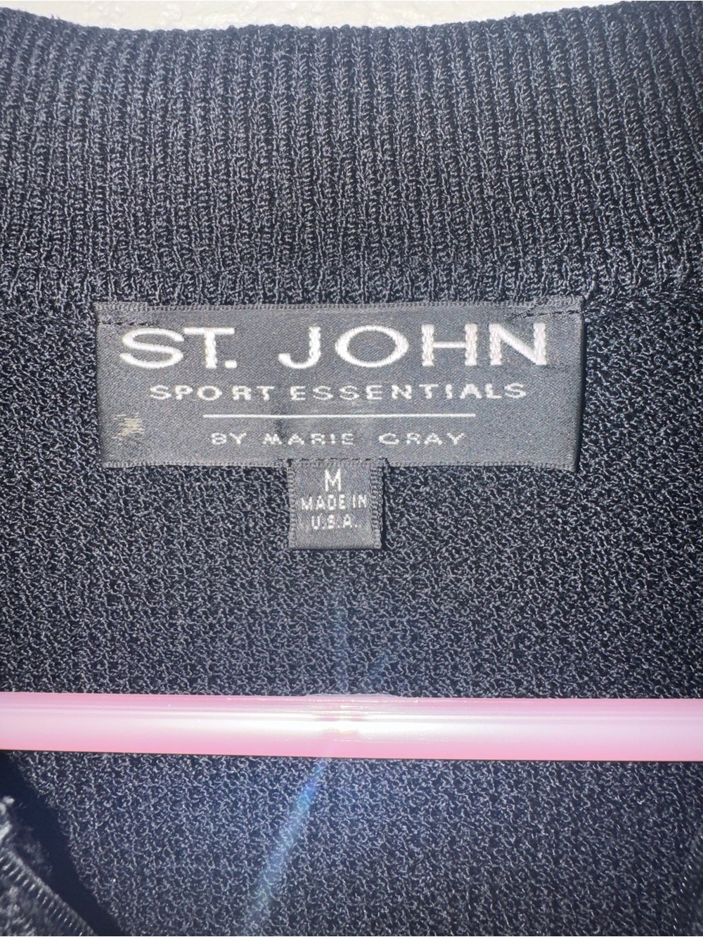 St. John Sport Essentials Marie Gray Black Gold Zip Knit Cardigan M Made USA - Picture 2 of 5